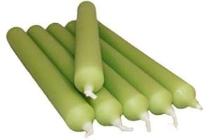 REQUISITE NEEDS Pack of 10 x Colourful Paraffin Wax Dinner Stick Candles (Olive Green)
