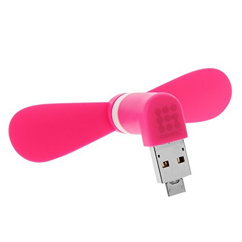 USB-Telefon-Fan, HAWEEL ® 3.5-Zoll-Mode zwei Ports Portable USB / Micro USB Phone Mini-Lüfter mit zwei Blätter für Samsung Galaxy S6 / S5, Sonstiges Handy mit OTG Function(Magenta) - 2