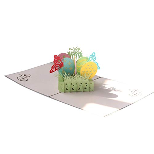 Amosfun Creative 3D Greeting Card Easter Themed Pop Up Cards Colorful Hollow Paper Blessing Card Festival Gift Party Supplies