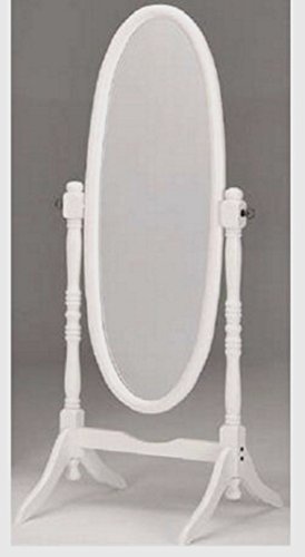 Standspiegel Ankleidespiegel Spiegel aus Holz Antik Oval 150 x 53cm (Weiß)
