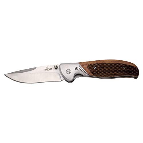 Coltello Third 11105R, mango legno, 420 lama in acciaio inox 9,3 cm, attrezzo da campeggio per la pesca, caccia, attività sportive