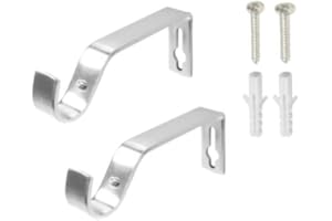 HomeElabador Soporte para Barra de Cortina, Soporte para Tubo de 19mm, Gancho para Anillo de Cortina Resistente, aleación de Metal Resistente (Plata)