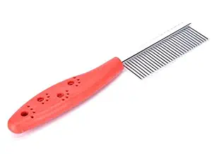 Get More Paw Print Stainless Steel Pin Soft Grip Handle Basic Comb for Dog (Color May Vary)