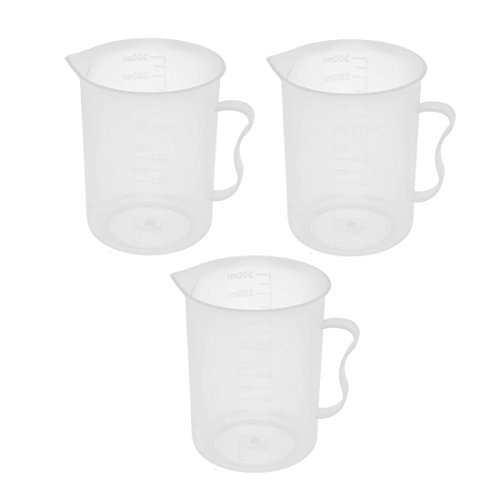 TOOGOO(R) 3 Stueck Schueler labor Kunststoff Wasser fluessigkeitsbehaelter Messbecher 300mL