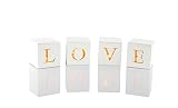 4er Set LED Buchstaben Würfel weiß Schriftzug LOVE aus Holz im Shabby Look inklusiv Batterien - Deko Dekoration Liebe