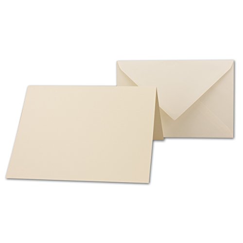 A5 Doppelkarten inklusive Briefumschläge | 25er-Set | Blanko Naturweiß Einladungskarten in Creme-Weiß | bedruckbare Post-Karten in DIN A5 | Klappkarten / Faltkarten | ideal zum Selbstgestalten & Kreieren | GUSTAV NEUSER C-Line