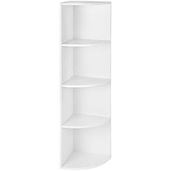 VASAGLE Étagère d'angle à 4 Niveaux, Étagères de Rangement Autoportantes, Bibliothèque en Bois, pour Cuisine, Chambre, Salon, Bureau, Blanche LBC42WT