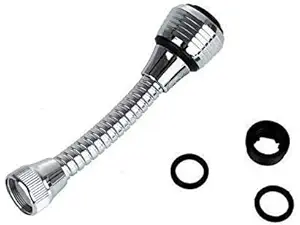 ANKH AKHAND360 Flexible Water Saving Nozzle Faucet Sprayer Extender for Easy Clean Sink, Bathroom, Rinsing Fruits (Silver, 6.5 x 1.5 x 1.5 Inch)