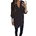 Produktbild Bluse Damen Casual Einfarbig Chiffon Langarm V-Ausschnitt Übergröße Shirt T-Shirt Tunika Lose Langshirt Oberteil Tops Beiläufig Hemd