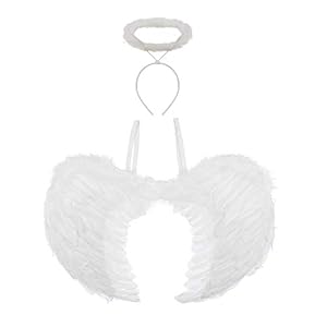Redstar Blanco Ángel Hada Alas y Halo – Blanco Ángel Disfraz Conjunto Halloween
