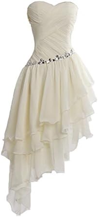 Topashe Women's Strapless Pleat Chiffon High Low Bridesmaid Dress With Beadeds 22