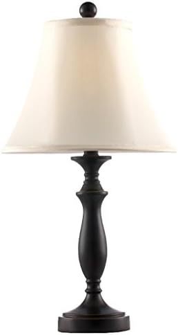 SHAOHUAYING American Retro Lamp Bedroom Bedside Lamp Living Room Resin Black Lampshade White,H58cm*W24cm