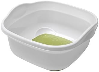 ADDIS Non Slip 9L Square Soft Touch Washing Up Kitchen Bowl Black,White & Silver (White&Green)