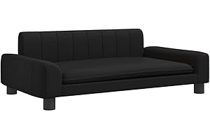 vidaXL Cama para Perros de Cuero sintético Negra 90x53x30 cm, sofá para Perros, Cama para Cachorros, Asiento para Perros, sofá para Mascota