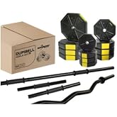 Tan Spor 60 Kg (150 cm) FLAT BAR + Z BAR Dumbbell Weight Weightlifting FULL SET Yellow Cap