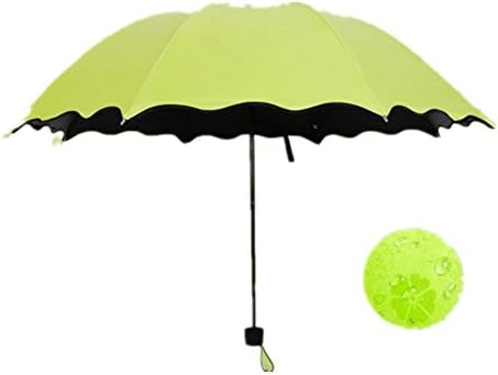 Waterproof sunny umbrella sunscreen thickened black and white rain umbrella folding three fold umbrella (Green)