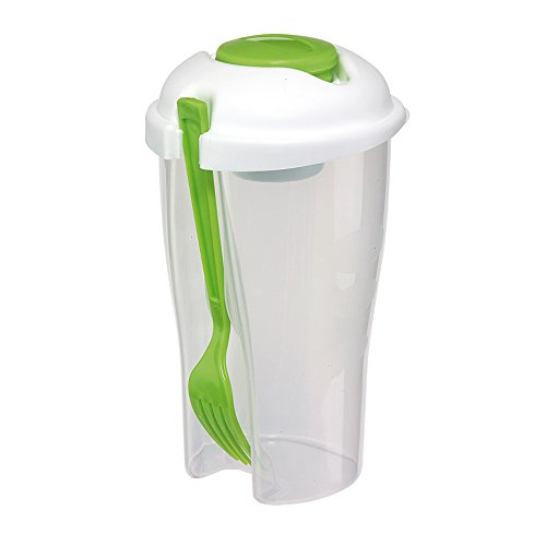 Salatbecher 2er Set Grün to go Dressingbehälter Obstbecher 850ml mit Gabel für Aufbewahrungsbox Spülmaschine und Microwelle geeignet - 2