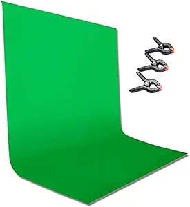 HIFFIN 8 x 12 FT Green LEKERA Backdrop Photo Light Studio Photography Background with 3 pcs Backdrop Support Spring Clamp 4.3