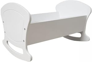 KMBABY Baby-Raj Cuna para muñecas - Cuna para muñecas Cuna - Cuna de juguete de madera - Para muñecas hasta 50 cm - Cama para muñecas - Cuna de juguete para muñecas bebés - 50x35x30 cm - Blanco