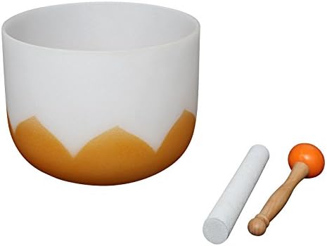 Orange Color Frosted Lotus Crystal Singing Bowl Note D Sacral Chakra 32.5 cm/13 inch Best Quality Sound Material Suede Orange Mallet Included