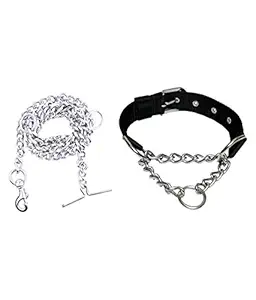 D&C Combo of Choke Collar and Grinding Leash Chain for Adult Dog of All Breeds. (Length 152cm, Choke Collar Length 45cm)