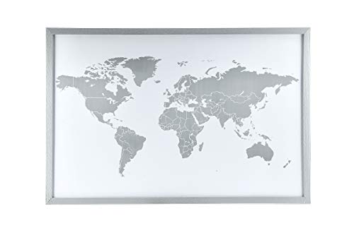 Mappa del mondo magnetica da parete, color argento, 60x40 cm