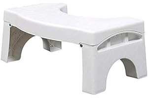DEVAM Folding Toilet Stool, Foldable Bathroom Stool, Squat Potty, Relieve Constipation And Bloating (White)