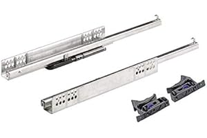 GUIDA PER CASSETTI IN LEGNO HETTICH COMPLETA PER UN CASSETTO LUNGHEZZA CM.45 CON SISTEMA SILENT SYSTEM AMMORTIZZATA AD ESTRAZIONE SEMPLICE QUADRO 30,PORTATA 25 KG.