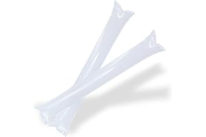 FUN FAN LINE - Pack 100 Pares de Aplaudidores hinchables de plástico Reutilizables. Accesorios de cotillón ruidosos para Fiestas y animación Deportiva. (Blanco)