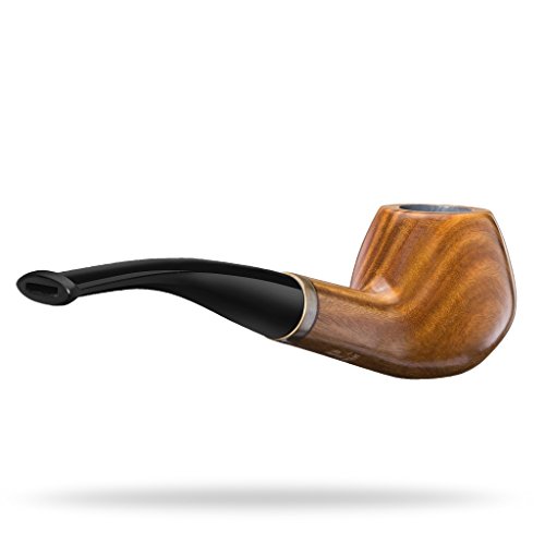 A.P. Donovan – Holz-Tabak-Pfeifen-Set handgemacht (mit Edelstahl Pfeifen-Ständer & Tabak-Stopfer / Besteck) – für 9mm Filter – Guajakholz – Votan - 3