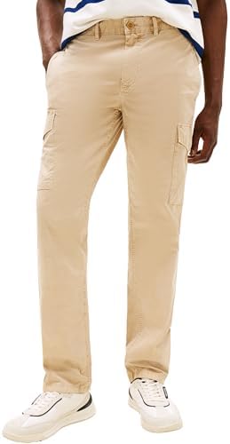 Tommy Hilfiger Uomo Pantaloni Cargo Denton Twill con Tasche, Beige (Sandalwood), 35W/36L