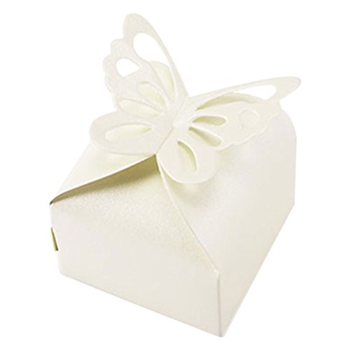 SupplyEU 50st Gastgeschenk Schachtel Geschenkbox Kartonage Bonboniere Box für Hochzeit Party (Weiß)