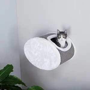 Trixie: - Cuddly Cave for Wall Mounting | with Plush Cover and Sisal Scratching Surface | Helps in Making The Cat be Active and Play Around | Can be Maintained Easily with Hand Wash - 42 ? 28 cm