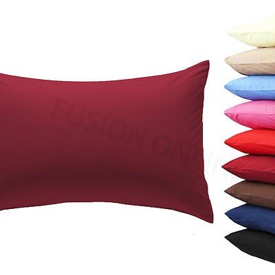 2 x Pillow Case Luxury Cases Polycotton Housewife Pair Pack Bedroom Pillow Cover Fusion(TM) (Burgundy)