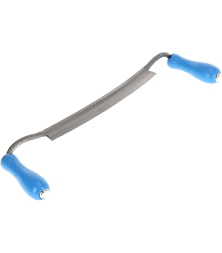 Gebogen trekmes. Handgesmeed van 52100-koolstofstaal, ergonomisch essenhandvat, met schede, scherp mes. Houtsnijgereedschap. Houtbewerking. - België
