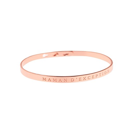 Mes-bijoux.fr Bracelet Jonc Classique en Laiton Rosé - Maman D'EXCEPTION