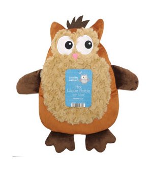 Hot Water Bottles With Owl Animal Style Covers, Brown