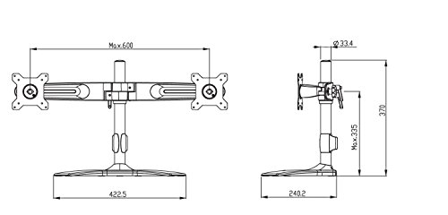 Tronje TS742 2-fach Mehrfach Monitorhalterung Tischhalterung für 15″-24″ TV Fernseher Monitore TFT LED mit Vesa 75 und 100 Standard bis 12 KG pro Halter Schwenkbar Drehbar Neigbar - 3