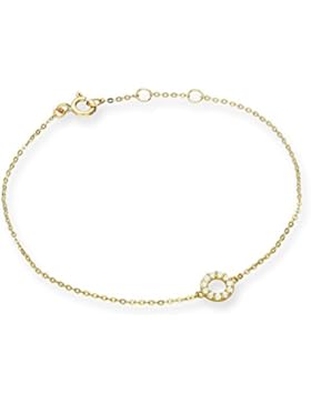 9 Karat Gold (375) & Klar CZ Kristall Karma Kreis Armband | 17,7cm