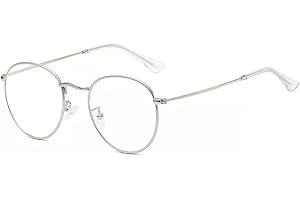 LNTICB® Blaulichtfilter Brille Damen Herren Computerbrille Gaming Blaulichtbrille Unisex Austauschbare Linse Ohne Stärke Retro Rund Superleichte Metallrahmen Anti Müdigkeit