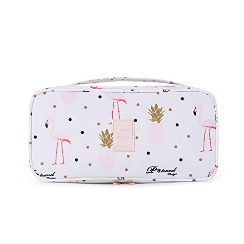 Tuscall Boîte de Rangement Organisateur de Voyage Imperméable Sac de Soutien-Gorge sous-vêtements Trousse de Toilette Cosmétique Boîte Lingerie Soutien-Gorge Pochette de Voyage (Pink Flamingo)