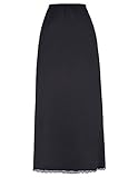 Packungsinhalt: 1 x Underskir Kate Kasin Damen Einteiliger elastischer Bund halblanger Unterrock Petticoat Schwarz (Maxi) L