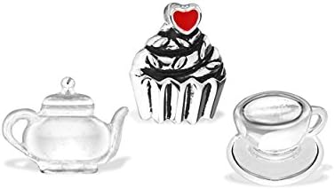 Silver Plated Crystal Afternoon Tea Charm Set