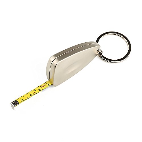 Silber Ton Metall Schlüsselanhänger SELBST Stahl Klinge Ausziehbares Maßband 1 m 3 Feet - 3