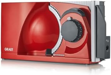 GRAEF MYtiny MT1003 Affettatrice pieghevole Made in Germany, metallo, lama Ø170 mm, taglio 0–15 mm, 170W, per pane, compatta, rossa