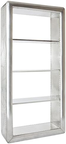 Reason Season Time ALAIRO Book Shelf with Rivets with Splashes of Previous Paints, Reclaimed Wood/Aluminum, Glossy Silver