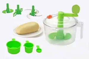 Plastic Atta Dough Maker with Beater, Chop & Churn 3 in 1 for Kitchen, Made in India - Green