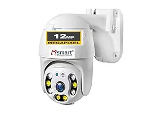 Machsmart 12MP HD Wireless WiFi Outdoor PTZ Security Camera with Full-Color Night Vision Two-Way Audio Cloud Storage ALART SIRAN Motion Detection Available _ White