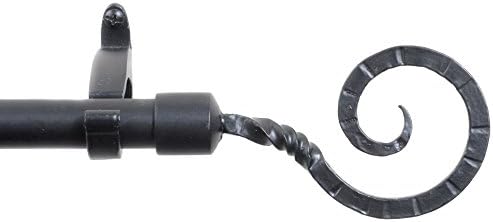 RULU 28482 44 to 108-Inch Twisted Hook Drapery Hardware with 3/4-Inch Pipe, Black