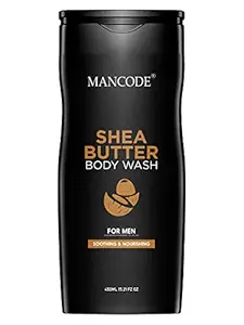 Man Code Shea Butter Body Wash for Men Soothing & Nourishing Deeply Conditions Soft Smooth Glowing Skin Neem Aloe vera Vegetable Glycerin Extract 450 ml Shower Gel for Men (Pack of 1)